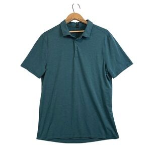 Lululemon Mens Evolution Polo Shirt Teal Heather Short Sleeve Size L Large